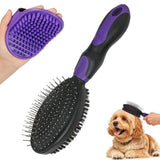 Darrahopens Pet Care > Dog Supplies > Dog Grooming Supplies 2PCS Pet Grooming Tools Double-Sided Brush for Shedding and Bathing for Short/Long Haired Dogs Cats Purple