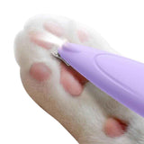 Cordless Pet Paw Trimmer with LED Light Rechargeable Grooming Tool for Dog Cat Purple