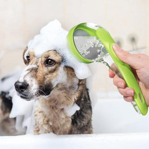 Darrahopens Pet Care > Dog Supplies > Dog Grooming Supplies Dog Wash Brush with Soap Dispenser - Long Handle & Soft Massage Head - For Efficient Coat Care