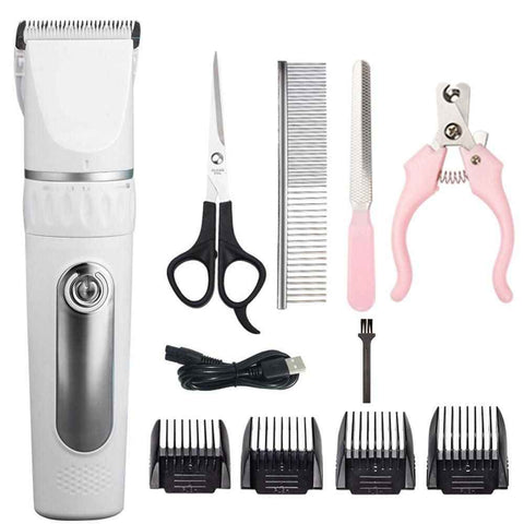 Darrahopens Pet Care > Dog Supplies > Dog Grooming Supplies Electric Dog Cat Grooming Kit Cordless Pet Hair Shaver Scissors Clippers Trimmer White