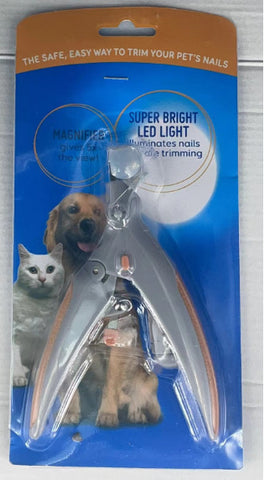 Darrahopens Pet Care > Dog Supplies > Dog Grooming Supplies Illuminated Pet Nail Clippers with 5x Magnifier & LED Light - Professional Safety Claw Trimmer for Dogs & Cats - Non-Slip ABS Handle with Nail Catcher - Grey