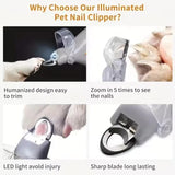 Darrahopens Pet Care > Dog Supplies > Dog Grooming Supplies Illuminated Pet Nail Clippers with LED Light & Magnifier - Safety Claw Trimmer for Dogs & Cats - Lightweight Plastic Handle - Grey/Orange in Retail Box