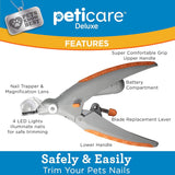 Darrahopens Pet Care > Dog Supplies > Dog Grooming Supplies Illuminated Pet Nail Clippers with LED Light & Magnifier - Safety Claw Trimmer for Dogs & Cats - Lightweight Plastic Handle - Grey/Orange in Retail Box