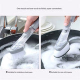Darrahopens Pet Care > Dog Supplies > Dog Grooming Supplies Soap Dispensing Dish Brush Storage Set, Kitchen Brush for Pot Pan Sink Cleaning, Pot Washing Sponge Lazy Cleaner Household