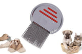 Darrahopens Pet Care > Dog Supplies > Dog Grooming Supplies Stainless Steel Pet Flea Comb Fine Tooth Grooming Tool Red