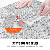 Darrahopens Pet Care > Dog Supplies > Dog Grooming Supplies VEVOR Modular Interlocking Cushion, 12 Pack 30 x 30 cm Splicing Drainage Mats, Soft PVC Interlocking Drainage Floor Tiles, Non-Slip Drainage Holes for Restroom, Bathroom, Kitchen, Pool, Wet Area, Gray