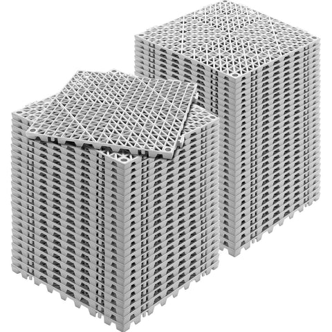 Darrahopens Pet Care > Dog Supplies > Dog Grooming Supplies VEVOR Modular Interlocking Cushion, 55 Pack 30 x 30 cm Splicing Drainage Mats, Soft PVC Interlocking Drainage Floor Tiles, Non-Slip Drainage Holes for Restroom, Bathroom, Kitchen, Pool, Wet Area, Gray
