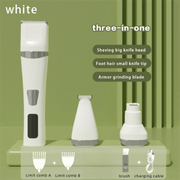 Darrahopens Pet Care > Dog Supplies > Dog Grooming Supplies White Professional 3-in-1 Pet Grooming Kit - Low-Noise Rechargeable Dog Hair Trimmer & Nail Grinder for Paws, Eyes, and Body