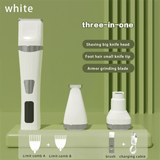 Darrahopens Pet Care > Dog Supplies > Dog Grooming Supplies White Professional 3-in-1 Pet Grooming Kit - Low-Noise Rechargeable Dog Hair Trimmer & Nail Grinder for Paws, Eyes, and Body