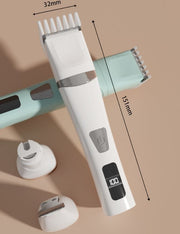 Darrahopens Pet Care > Dog Supplies > Dog Grooming Supplies White Professional 3-in-1 Pet Grooming Kit - Low-Noise Rechargeable Dog Hair Trimmer & Nail Grinder for Paws, Eyes, and Body