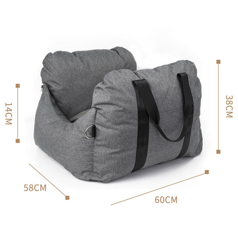 Darrahopens Pet Care > Dog Supplies > Dog Kennels 2-in-1 Pet Car Booster Seat & Travel Bed - Removable, Non-Slip, for Small Dogs & Cats(Grey)