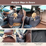 Darrahopens Pet Care > Dog Supplies > Dog Kennels 2-in-1 Pet Car Booster Seat & Travel Bed - Removable, Non-Slip, for Small Dogs & Cats(Khaki)