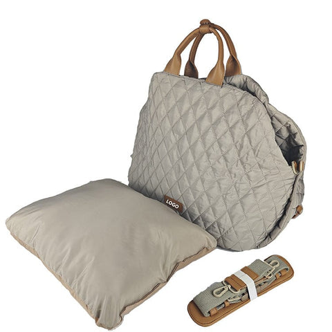 Darrahopens Pet Care > Dog Supplies > Dog Kennels Luxury Quilted 2-in-1 Pet Travel Carrier & Car Booster Seat for Small Dogs(beige)