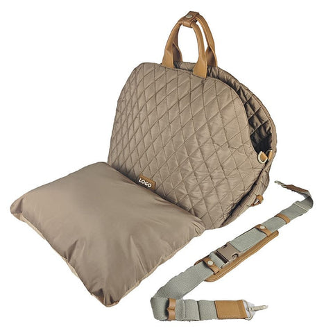 Darrahopens Pet Care > Dog Supplies > Dog Kennels Luxury Quilted 2-in-1 Pet Travel Carrier & Car Booster Seat for Small Dogs(Camel)