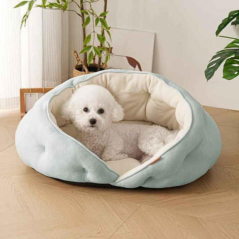 Darrahopens Pet Care > Dog Supplies > Dog Kennels Semi-Enclosed Pet Bed with Plush Comfort and Anti-Slip Base – Ideal for Cats and Small to Medium Dogs Seeking a Cozy, Secure Sleep Spot for All Seasons (L, Blue) In Australia - Darrahopens