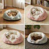 Darrahopens Pet Care > Dog Supplies > Dog Kennels Semi-Enclosed Pet Bed with Plush Comfort and Anti-Slip Base – Ideal for Cats and Small to Medium Dogs Seeking a Cozy, Secure Sleep Spot for All Seasons (S, Grey) In Australia - Darrahopens