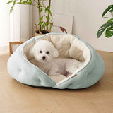 Darrahopens Pet Care > Dog Supplies > Dog Kennels Semi-Enclosed Pet Bed with Plush Comfort and Anti-Slip Base – Ideal for Cats and Small to Medium Dogs Seeking a Cozy, Secure Sleep Spot for All Seasons (S, Pink) In Australia - Darrahopens