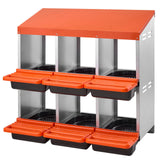 Darrahopens Pet Care > Dog Supplies > Dog Kennels VEVOR 2 Tiers Chicken Nesting Boxes, 6 Compartments, Metal Egg Laying Boxes with Protective Collection Lids, Roll Out Nesting Box, Easy to Assemble, Ideal for Hens, Ducks, Chickens, and Other Poultry