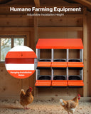 Darrahopens Pet Care > Dog Supplies > Dog Kennels VEVOR 2 Tiers Chicken Nesting Boxes, 6 Compartments, Metal Egg Laying Boxes with Protective Collection Lids, Roll Out Nesting Box, Easy to Assemble, Ideal for Hens, Ducks, Chickens, and Other Poultry