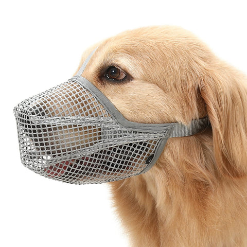 Darrahopens Pet Care > Dog Supplies > Dog Muzzles Soft Mesh Dog Muzzle for Small Medium Large Dogs – Breathable Adjustable Anti-Bite Chewing Guard with Overhead Strap – Fits Labrador, German Shepherd, Golden Retriever – 5 Sizes (Grey,L)