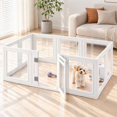 Darrahopens Pet Care > Dog Supplies > Dog Playpens & Gates i.Pet Dog Pet Playpen 10 Panels Clear PET Plastic 152x100x57cm for Puppy Exercise In Australia - Darrahopens
