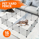 Darrahopens Pet Care > Dog Supplies > Dog Playpens & Gates Pet Playpen Foldable Metal Pet Cage Enclosure Puppy Fence 16 Panels with Connection Clips for Small Animal Puppy Rabbit Kitten Turtle Indoor Outdoor Black