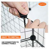Darrahopens Pet Care > Dog Supplies > Dog Playpens & Gates Pet Playpen Foldable Metal Pet Cage Enclosure Puppy Fence 16 Panels with Connection Clips for Small Animal Puppy Rabbit Kitten Turtle Indoor Outdoor Black