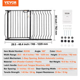Darrahopens Pet Care > Dog Supplies > Dog Playpens & Gates VEVOR Baby Gate, 749-1229 mm Extra Wide, 762 mm High, Dog Gate for Stairs Doorways and House, Easy Step Walk Thru Auto Close Child Gate Pet Security Gate with Pressure Mount and Wall Mount Kit, Black