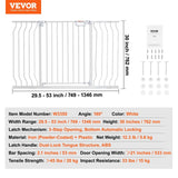 Darrahopens Pet Care > Dog Supplies > Dog Playpens & Gates VEVOR Baby Gate, 749-1346 mm Extra Wide, 762 mm High, Dog Gate for Stairs Doorways and House, Easy Step Walk Thru Auto Close Child Gate Pet Security Gate with Pressure Mount and Wall Mount Kit, White