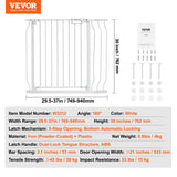 Darrahopens Pet Care > Dog Supplies > Dog Playpens & Gates VEVOR Baby Gate, 749-990 mm Extra Wide, 762 mm High, Dog Gate for Stairs Doorways and House, Easy Step Walk Thru Auto Close Child Gate Pet Security Gate with Pressure Mount Kit & Wall Mount Kit, White