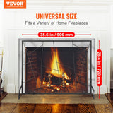 Darrahopens Pet Care > Dog Supplies > Dog Playpens & Gates VEVOR Fireplace Screen Single Panel, Sturdy Iron Mesh Fireplace Screen, 906(L) x720(H)MM Spark Guard Cover, Simple Installation, Free Standing Fire Fence Grate for Living Room Home Decor Modern