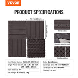 Darrahopens Pet Care > Dog Supplies > Dog Playpens & Gates VEVOR Interlocking Deck Tiles, 10 Pack,12"x12" 10 sq. ft Plastic Waterproof Outdoor Flooring All Weather Use, Patio Floor Decking Covering Tiles for Porch Poolside Balcony Backyard, Dark Brown