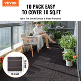 Darrahopens Pet Care > Dog Supplies > Dog Playpens & Gates VEVOR Interlocking Deck Tiles, 10 Pack,12"x12" 10 sq. ft Plastic Waterproof Outdoor Flooring All Weather Use, Patio Floor Decking Covering Tiles for Porch Poolside Balcony Backyard, Dark Brown
