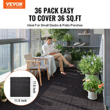 Darrahopens Pet Care > Dog Supplies > Dog Playpens & Gates VEVOR Interlocking Deck Tiles, 36 Pack,11.6"x11.6" 36 sq. ft Plastic Waterproof Outdoor Flooring All Weather Use, Patio Floor Decking Covering Tiles for Porch Poolside Balcony Backyard, Dark Brown