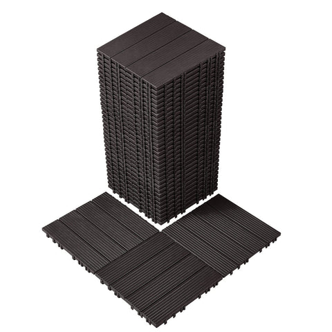 Darrahopens Pet Care > Dog Supplies > Dog Playpens & Gates VEVOR Interlocking Deck Tiles, 36 Pack,11.6"x11.6" 36 sq. ft Plastic Waterproof Outdoor Flooring All Weather Use, Patio Floor Decking Covering Tiles for Porch Poolside Balcony Backyard, Dark Brown