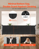 Darrahopens Pet Care > Dog Supplies > Dog Playpens & Gates VEVOR Retractable Baby Gate, 870 mm Tall, Extends up to 2800 mm Wide, Retractable Gate for Kids or Pets, Mesh Material, Easy to Install for Indoor Stairs, Doorways, Hallways, Playrooms, Black