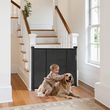 Darrahopens Pet Care > Dog Supplies > Dog Playpens & Gates VEVOR Retractable Baby Gate, 870 mm Tall, Extends up to 2800 mm Wide, Retractable Gate for Kids or Pets, Mesh Material, Easy to Install for Indoor Stairs, Doorways, Hallways, Playrooms, Black