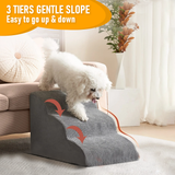 Darrahopens Pet Care > Dog Supplies > Dog Steps & Ramps 3 Tiers Dog Ramp Non-Slip Pet Steps Cat Stairs Foam Soft Pet Slope Max 40LBS Load for High Beds Sofa Couches With Zippered Washable Corduroy Cover Indoor