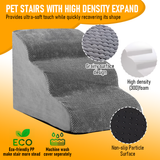 Darrahopens Pet Care > Dog Supplies > Dog Steps & Ramps 3 Tiers Dog Ramp Non-Slip Pet Steps Cat Stairs Foam Soft Pet Slope Max 40LBS Load for High Beds Sofa Couches With Zippered Washable Corduroy Cover Indoor