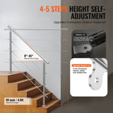 Darrahopens Pet Care > Dog Supplies > Dog Steps & Ramps VEVOR Handrails for Outdoor Steps, 59 in Length 3 Crossbars Stair Hand Rail Kit, Transitional Stainless Steel Railings w/ Installation Kit, Double-column Staircase Handrails for Seniors,Porch & Deck