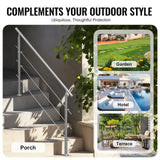 Darrahopens Pet Care > Dog Supplies > Dog Steps & Ramps VEVOR Handrails for Outdoor Steps, 59 in Length 3 Crossbars Stair Hand Rail Kit, Transitional Stainless Steel Railings w/ Installation Kit, Double-column Staircase Handrails for Seniors,Porch & Deck