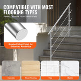 Darrahopens Pet Care > Dog Supplies > Dog Steps & Ramps VEVOR Handrails for Outdoor Steps, 59 in Length 3 Crossbars Stair Hand Rail Kit, Transitional Stainless Steel Railings w/ Installation Kit, Double-column Staircase Handrails for Seniors,Porch & Deck