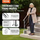 Darrahopens Pet Care > Dog Supplies > Dog Steps & Ramps VEVOR Handrails for Outdoor Steps, 59 in Length 3 Crossbars Stair Hand Rail Kit, Transitional Stainless Steel Railings w/ Installation Kit, Double-column Staircase Handrails for Seniors,Porch & Deck