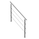 Darrahopens Pet Care > Dog Supplies > Dog Steps & Ramps VEVOR Handrails for Outdoor Steps, 59 in Length 3 Crossbars Stair Hand Rail Kit, Transitional Stainless Steel Railings w/ Installation Kit, Double-column Staircase Handrails for Seniors,Porch & Deck