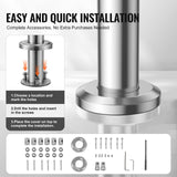 Darrahopens Pet Care > Dog Supplies > Dog Steps & Ramps VEVOR Handrails for Outdoor Steps, 59 in Length 3 Crossbars Stair Hand Rail Kit, Transitional Stainless Steel Railings w/ Installation Kit, Double-column Staircase Handrails for Seniors,Porch & Deck