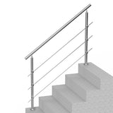 Darrahopens Pet Care > Dog Supplies > Dog Steps & Ramps VEVOR Handrails for Outdoor Steps, 59 in Length 3 Crossbars Stair Hand Rail Kit, Transitional Stainless Steel Railings w/ Installation Kit, Double-column Staircase Handrails for Seniors,Porch & Deck
