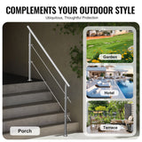 Darrahopens Pet Care > Dog Supplies > Dog Steps & Ramps VEVOR Handrails for Outdoor Steps, 70.9in Length 2 Crossbars Stair Hand Rail Kit, Transitional Stainless Steel Railings w/ Installation Kit, Double-column Staircase Handrails for Seniors,Porch & Deck