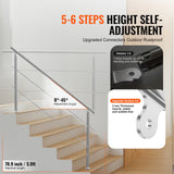 Darrahopens Pet Care > Dog Supplies > Dog Steps & Ramps VEVOR Handrails for Outdoor Steps, 70.9in Length 2 Crossbars Stair Hand Rail Kit, Transitional Stainless Steel Railings w/ Installation Kit, Double-column Staircase Handrails for Seniors,Porch & Deck