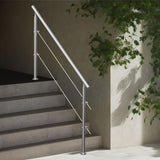 Darrahopens Pet Care > Dog Supplies > Dog Steps & Ramps VEVOR Handrails for Outdoor Steps, 70.9in Length 2 Crossbars Stair Hand Rail Kit, Transitional Stainless Steel Railings w/ Installation Kit, Double-column Staircase Handrails for Seniors,Porch & Deck
