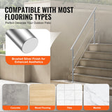 Darrahopens Pet Care > Dog Supplies > Dog Steps & Ramps VEVOR Handrails for Outdoor Steps, 70.9in Length 2 Crossbars Stair Hand Rail Kit, Transitional Stainless Steel Railings w/ Installation Kit, Double-column Staircase Handrails for Seniors,Porch & Deck